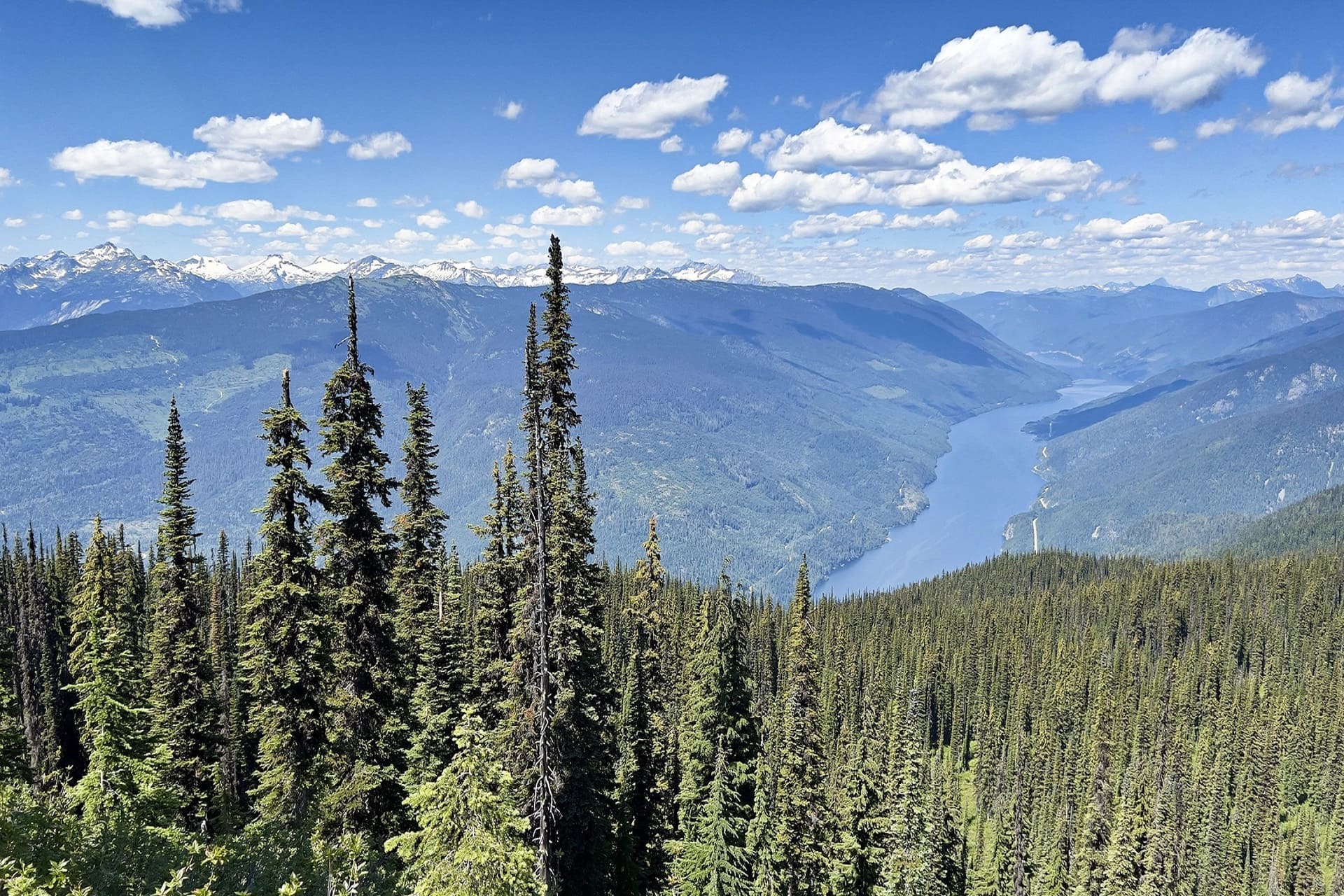 Majestic landscape of lake and mountains from high elevation.