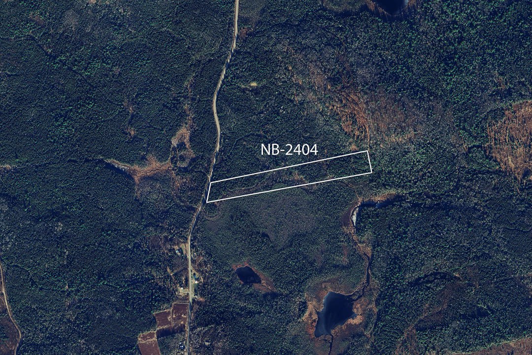 Aerial view of land area captured by satellite, displaying terrain and surroundings.